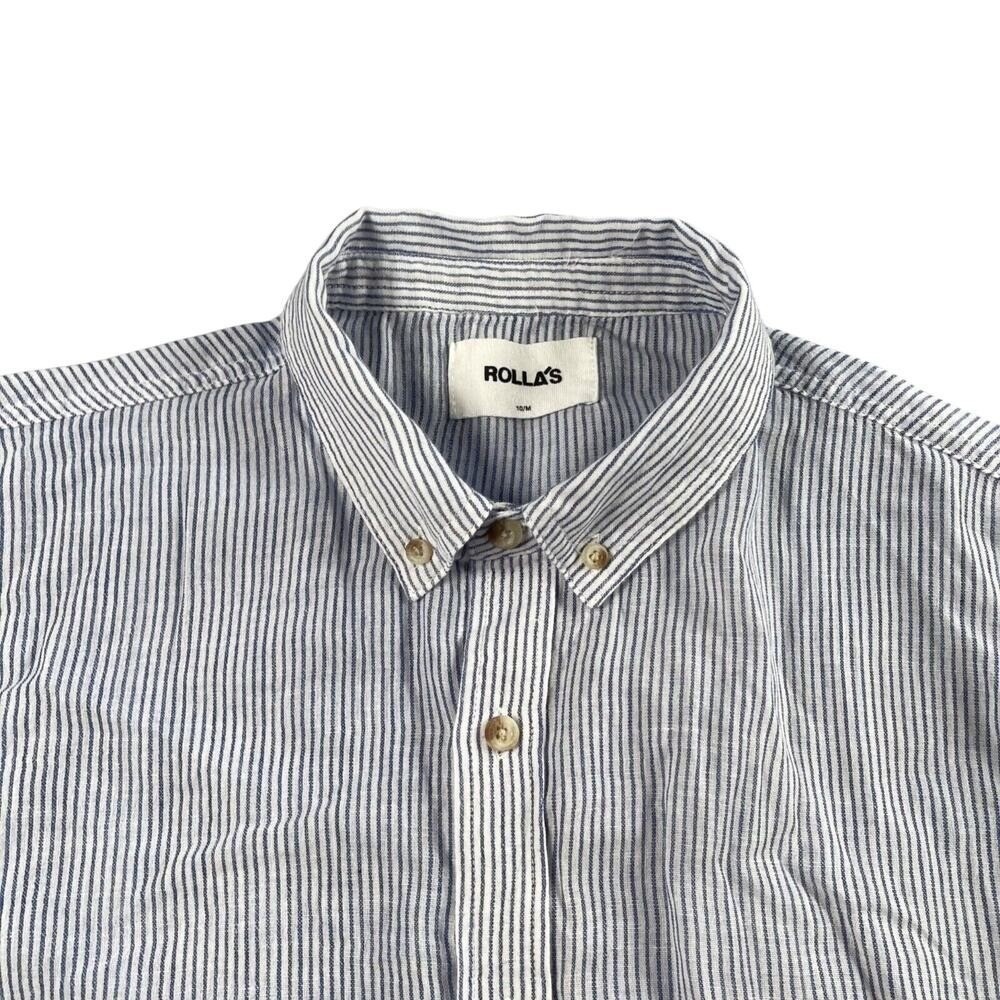 Rolla's Shirt 10 M Striped Slouchy Relaxed Button Down Cotton Beachy Coastal